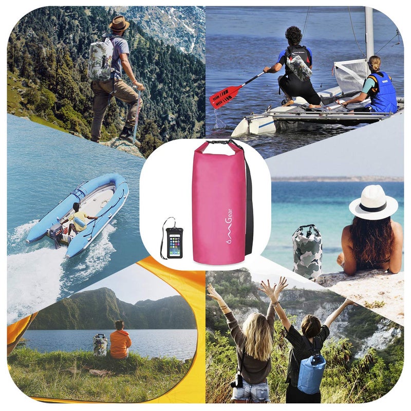 OMGear Waterproof Dry Bag Backpack Waterproof Phone Pouch 40L/30L/20L/10L/5L Floating Dry Sack For Kayaking Boating Sailing Canoeing Rafting Hiking Camping Outdoors Activities (Pink2, 20L) - Image 4